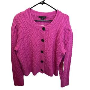 Something Navy Pink Knit Cardigan NWT Fuzzy Chunky Sweater Women’s Size XL